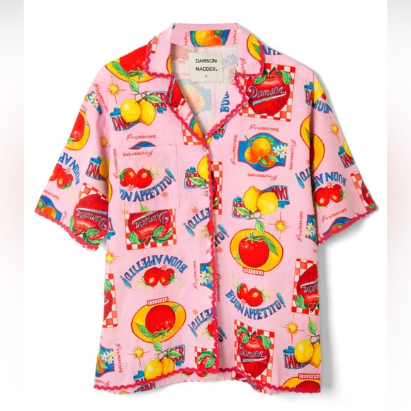 Damson Madder Chlo Shirt in the Fruit Labels Print - Picture 3 of 5